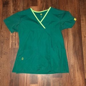 green scrub top